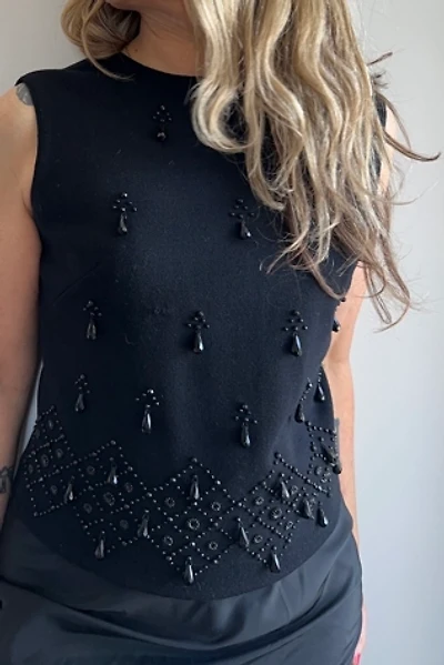 Vintage Black Beaded Sleeveless Top Selected by KA.TL.AK