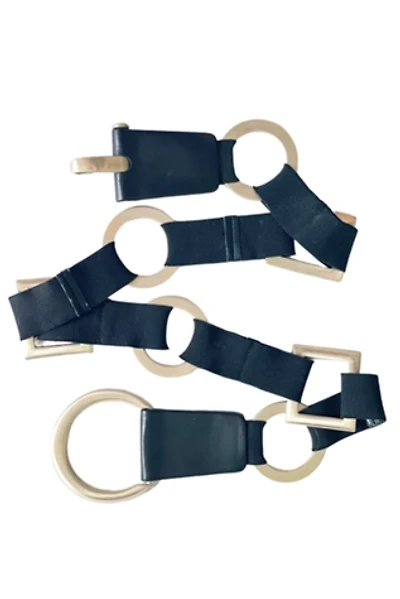 Geometric Black and Silver Metal Belt Selected by FernMercantile
