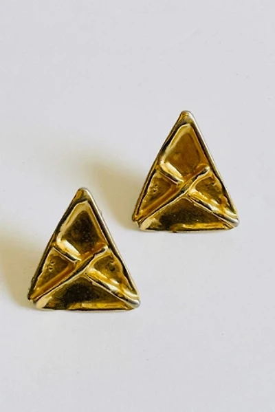 Vintage Gold Triangle Clip Earrings