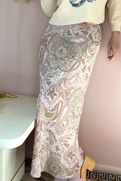 1990s Paisley Bias Cut Chiffon Midi Skirt Selected By Ritual Vintage