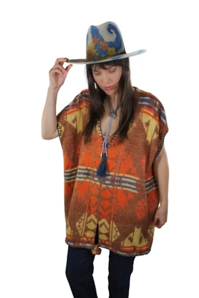 1970s Southwestern Unisex Poncho Vest Selected By Moons + Junes Vintage