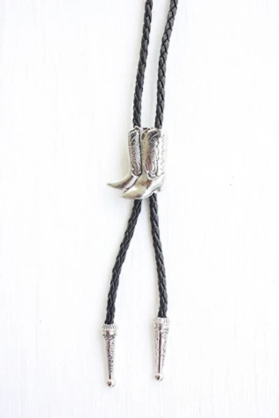 Vintage Silver Cowboy Boot Bolo Tie Selected By Moons + Junes Vintage
