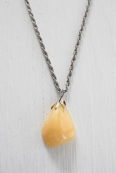 Vintage Amber Stone Pendant Necklace Selected By Moons + Junes Vintage