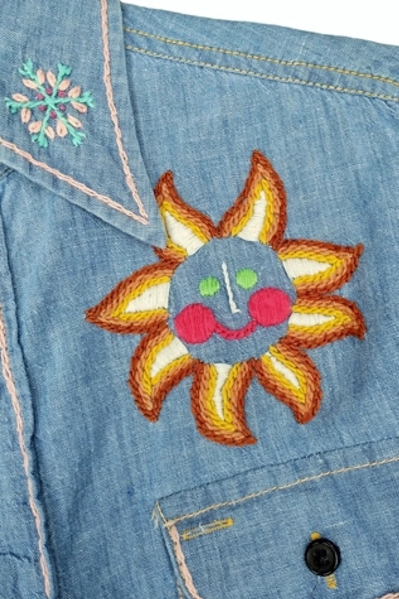 1970's Embroidered Pisces Blouse Selected by Garbage Soup