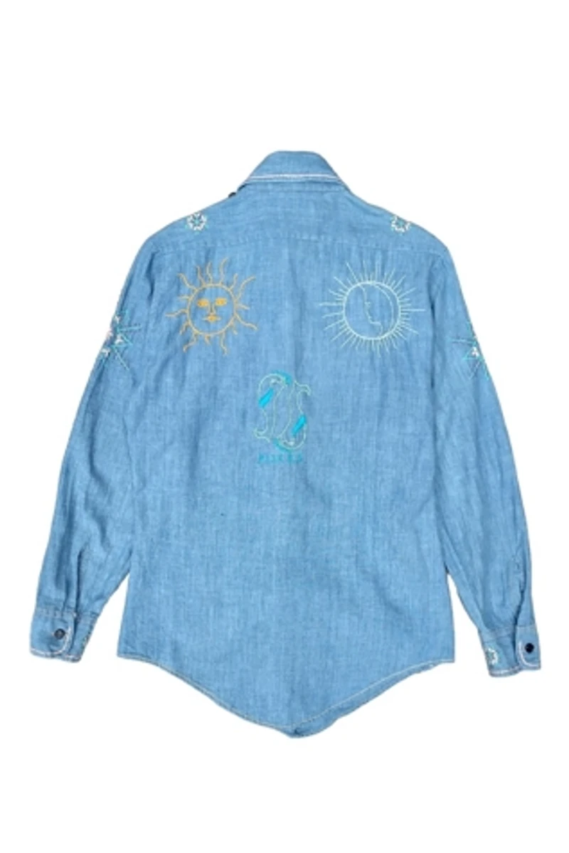 1970's Embroidered Pisces Blouse Selected by Garbage Soup
