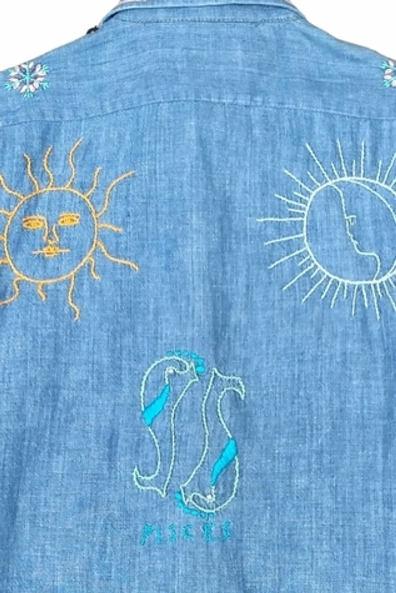 1970's Embroidered Pisces Blouse Selected by Garbage Soup