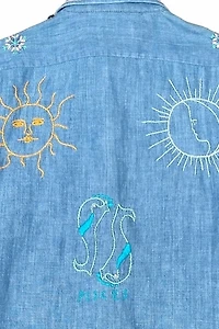 1970's Embroidered Pisces Blouse Selected by Garbage Soup