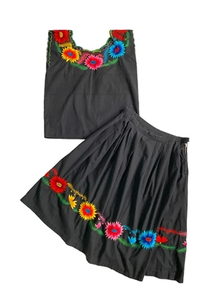 Vintage 1950s Embroidered Cotton Skirt Set Selected by SharpLilTeeth