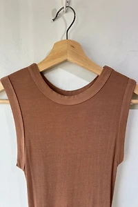 Enza Costa Brown Body Con Dress with Back Cutout Selected by The Curatorial Dept.