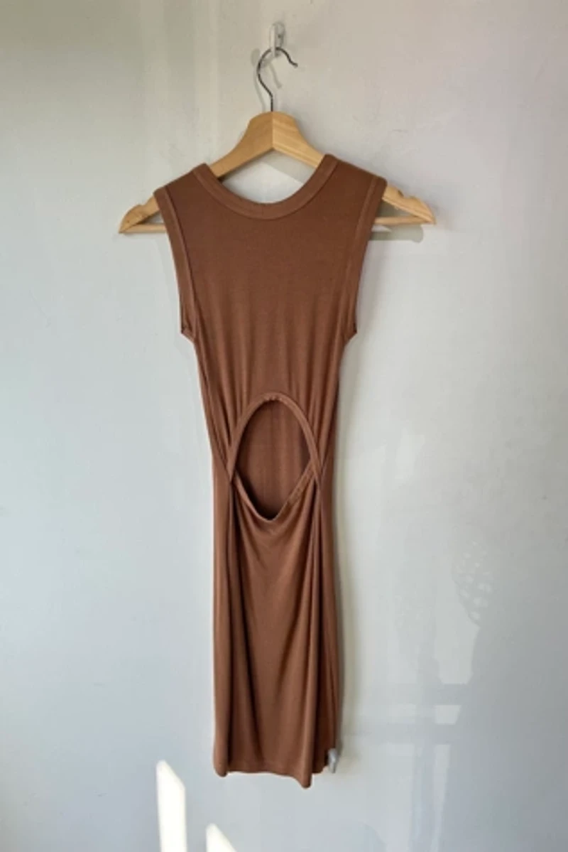 Enza Costa Brown Body Con Dress with Back Cutout Selected by The Curatorial Dept.