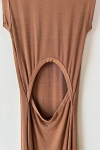 Enza Costa Brown Body Con Dress with Back Cutout Selected by The Curatorial Dept.