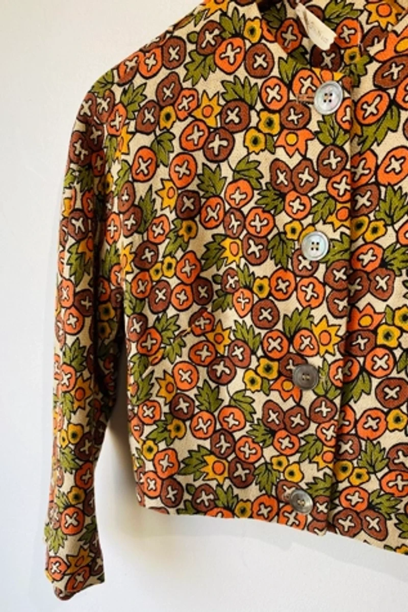 I. Magnin Fall Print Cropped Linen Jacket Selected by The Curatorial Dept.