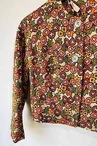 I. Magnin Fall Print Cropped Linen Jacket Selected by The Curatorial Dept.