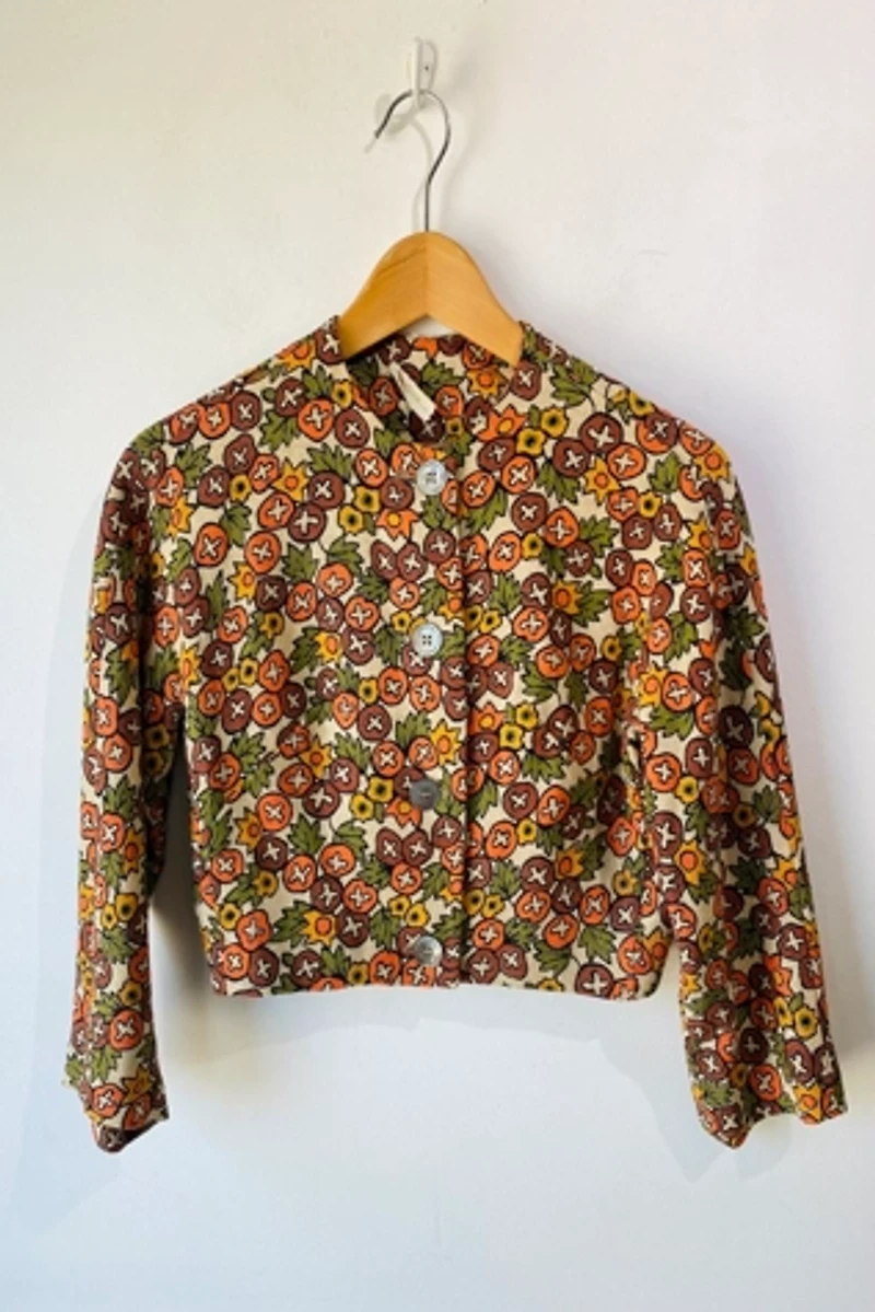 I. Magnin Fall Print Cropped Linen Jacket Selected by The Curatorial Dept.