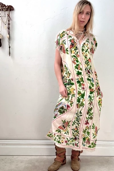 Anna Corinna Reworked Vintage Wool Butterfly Flowers Smock Dress