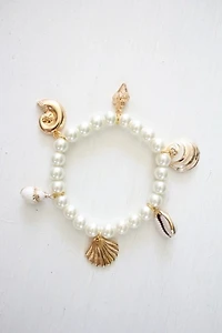 Vintage Shell Charm Pearl Bracelet Selected By Moons + Junes Vintage