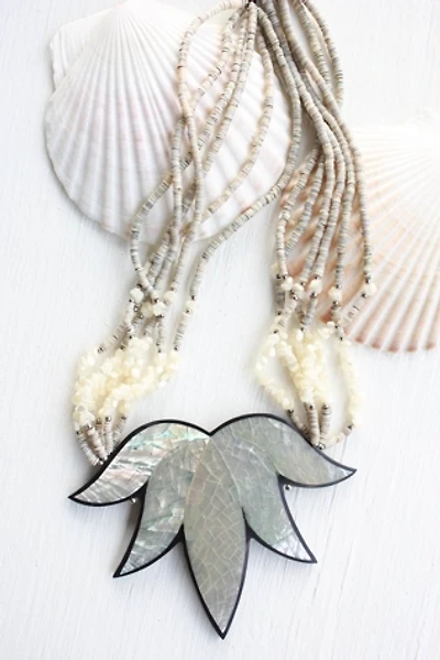 Vintage Mother of Pearl Pendant Shell Necklace Selected By Moons + Junes Vintage