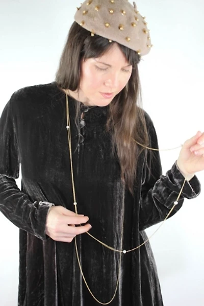 Vintage Extra Long Gold Chain Pearl Necklace Selected By Moons + Junes Vintage