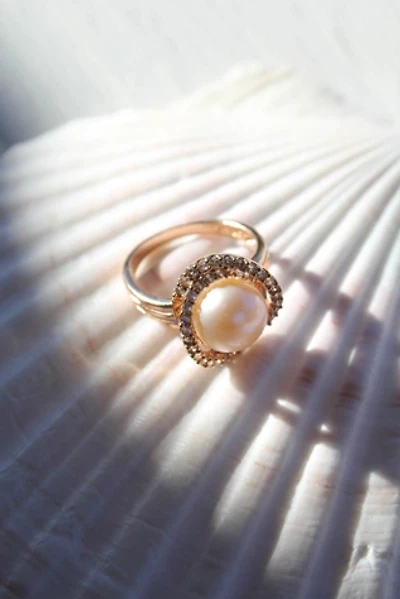 Vintage Pink Pearl Sterling Rose Gold Ring Selected By Moons + Junes Vintage