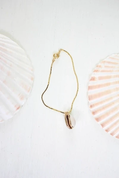 Vintage Cowrie Shell Thin Gold Chain Charm Bracelet Selected By Moons + Junes Vintage
