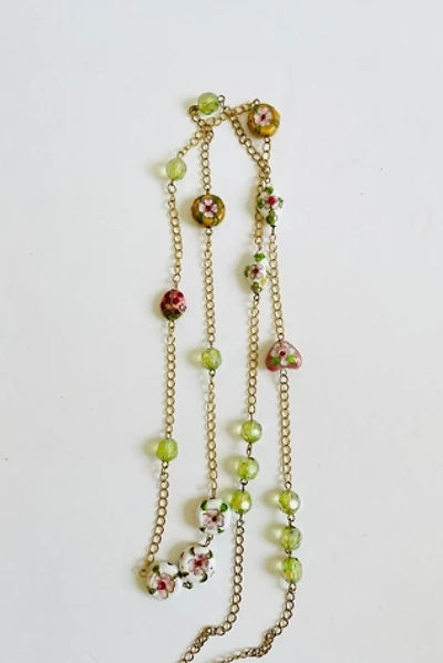 Vintage Crystal and Floral Glass Beaded Necklace Selected by FernMercantile