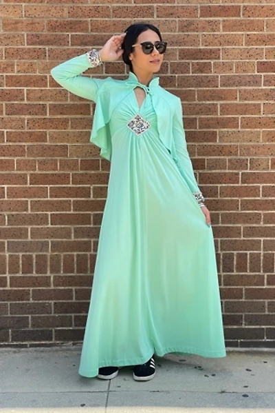 Vintage 1970's Maxi Dress and Jacket with Tapestry Selected by FernMercantile