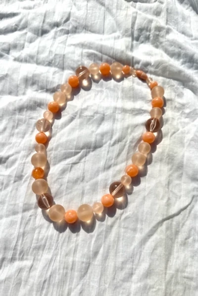 Vintage Peach Pastel Moonglow Bead Necklace Selected by Cherry