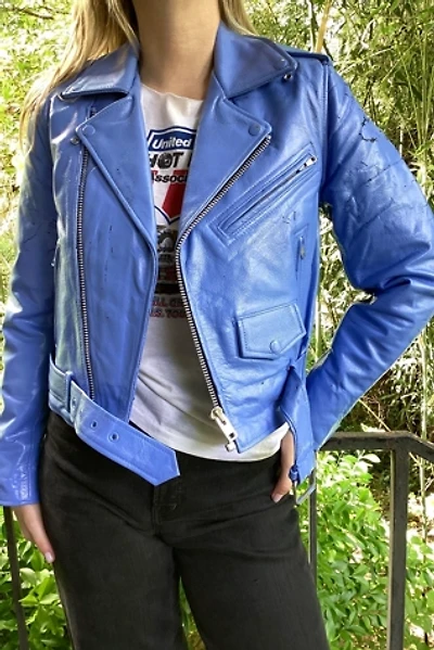 Vintage 1980s Custom Painted Leather Biker Jacket Selected by Cherry