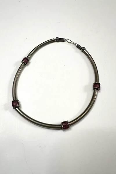 Vintage Silver Choker with Purple Glass Beads Selected by Cherry