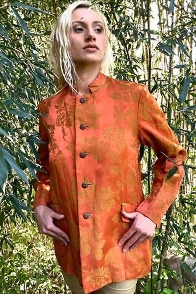 Vintage 1960s Orange Brocade Nehru Jacket Selected by Cherry