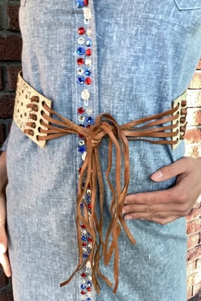 Vintage 1970s Canvas and Suede Grommet Belt Selected by Cherry