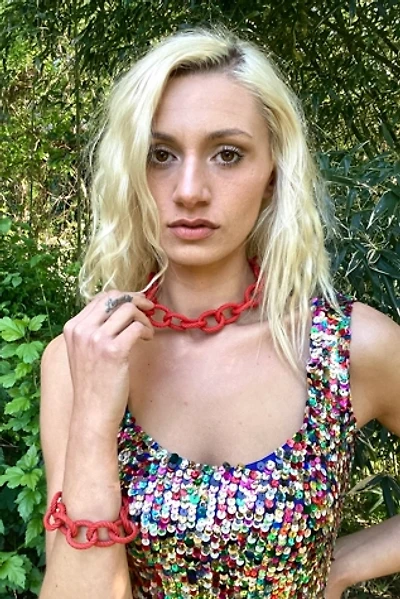 Vintage 1960s Plastic Rope Chainlink Necklace and Bracelet Set Selected by Cherry