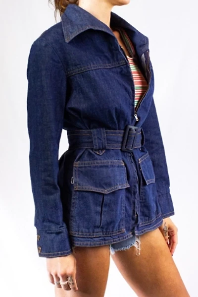 Vintage 70s Levi's for Gals Denim Zip Jacket With Belt Selected by Black Shag Vintage