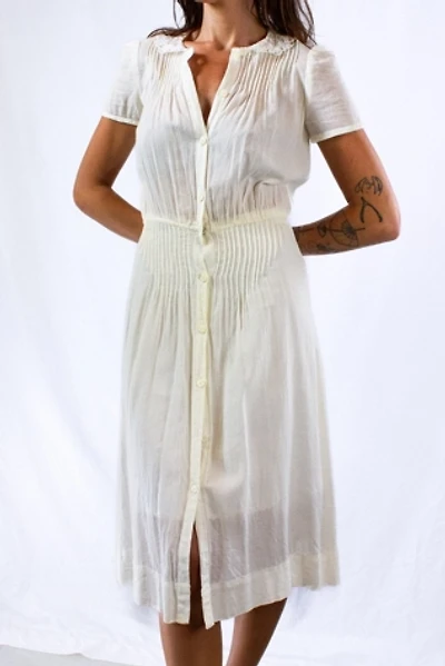 Vintage 30s White Sheer Full Button Dress Selected by Black Shag Vintage