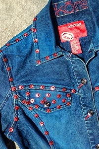 Y2K Red Rivet Denim Jacket Selected by Garbage Soup