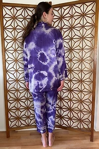 Purple Silk Tie Dye Pajama Lounge Set Selected by Picky Jane