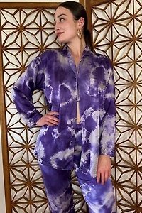 Purple Silk Tie Dye Pajama Lounge Set Selected by Picky Jane