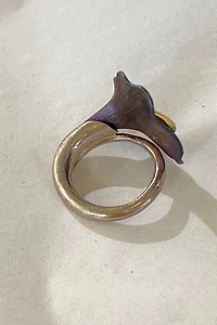 Janusz Szkutnik Calla Lily Sterling Silver Titanium and Gold Ring Selected by The Curatorial Dept.