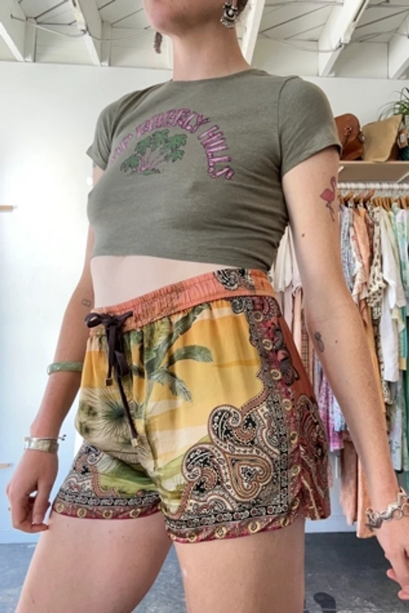 For Restless Sleepers Tropical Pattern Silk Shorts Selected by The Curatorial Dept.