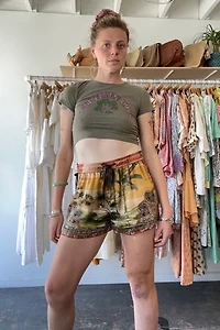For Restless Sleepers Tropical Pattern Silk Shorts Selected by The Curatorial Dept.