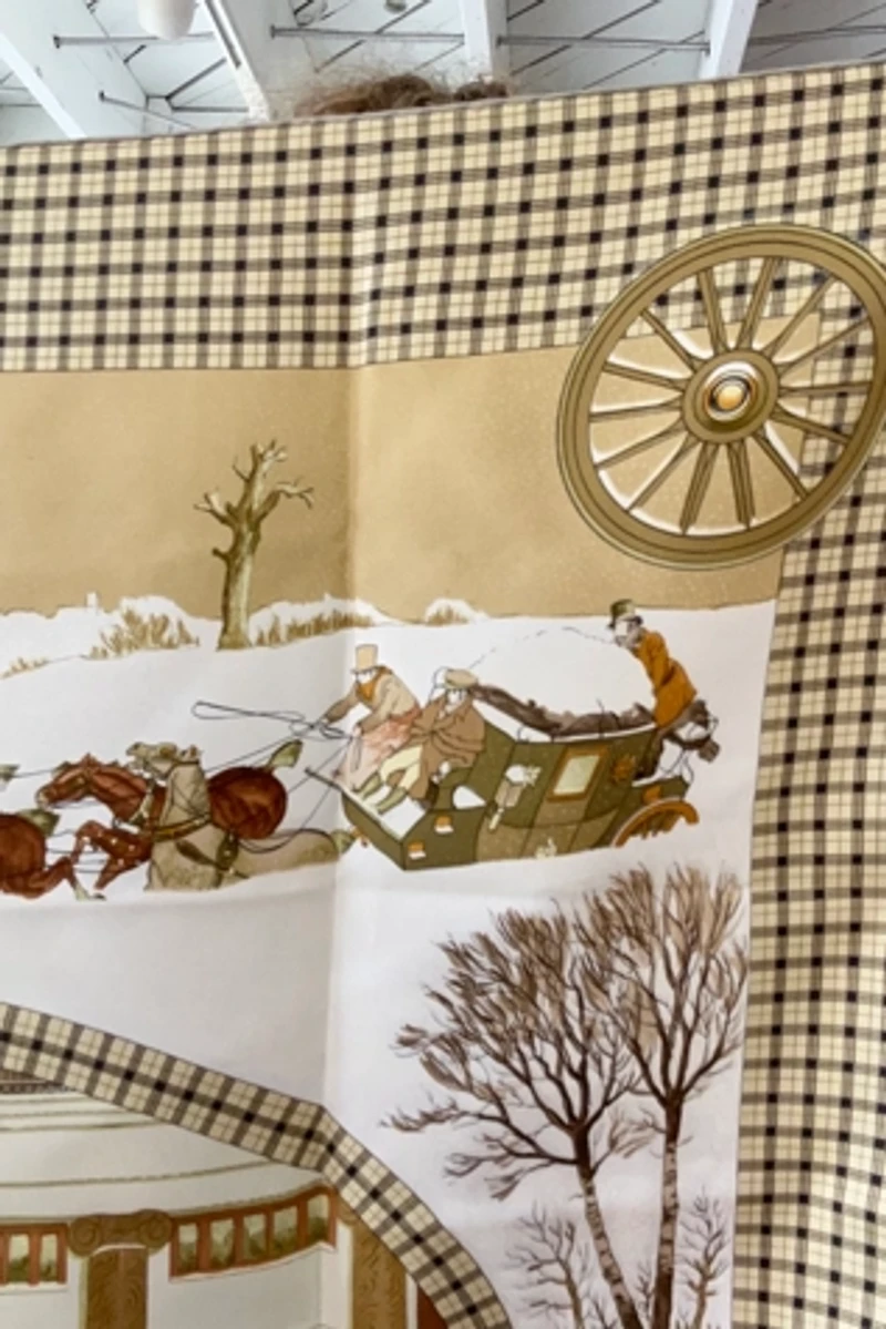 Faux Hermes Scarf with L’hiver en poste Picadilly Pattern Selected by The Curatorial Dept.