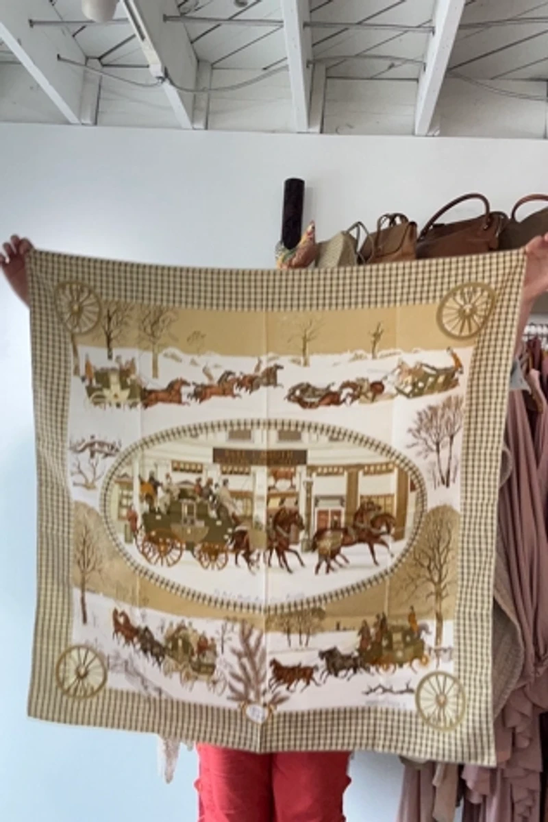 Faux Hermes Scarf with L’hiver en poste Picadilly Pattern Selected by The Curatorial Dept.
