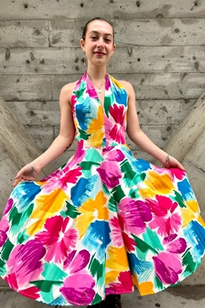 1980’s Floral Print Halter Dress Selected by Nomad Vintage