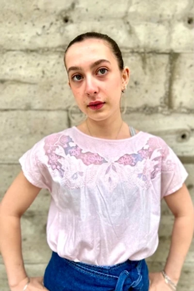 1980’s Pink Embroidered Blouse Selected by Nomad Vintage