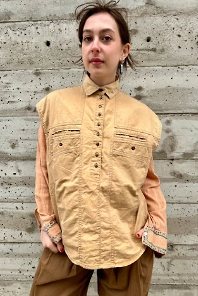 1980’s Tan Sleeveless Shirt Selected by Nomad Vintage