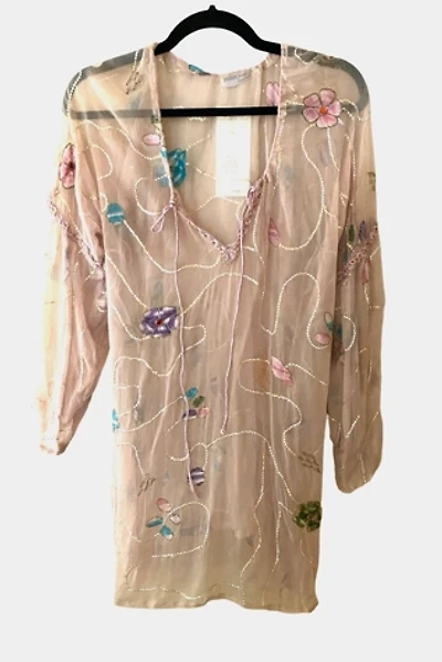 Y2K Juliet Dunn London Chiffon Embroidered Blouse Selected By Ritual Vintage