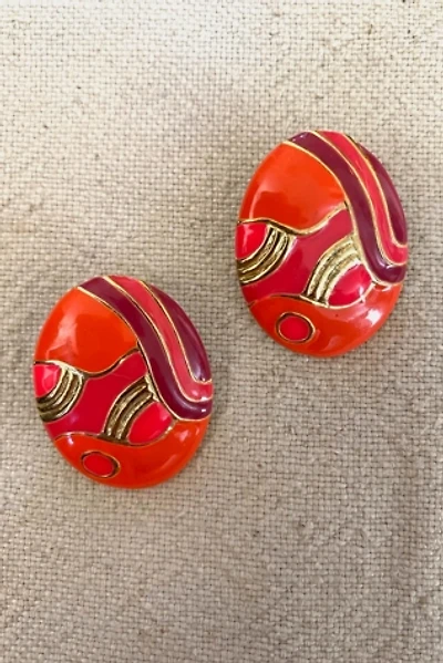 1980s Post Modern Enamel Sculptural Earrings Selected By Ritual Vintage