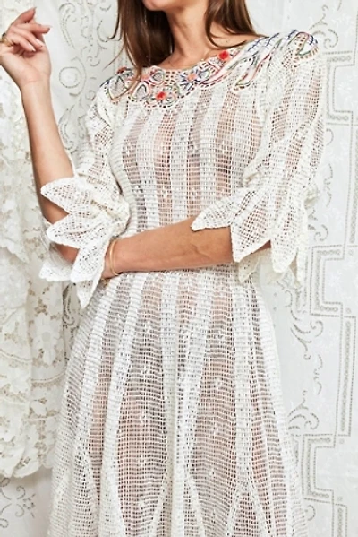 1980s Crochet Lace Scalloped Dress Selected by Madly Vintage