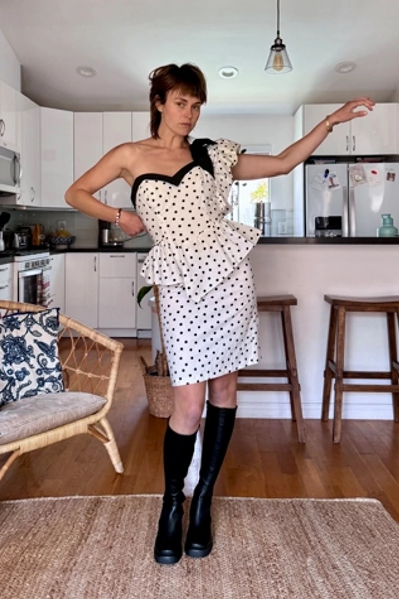 Black and White Polka Party Dress Selected by Kikos Kloset