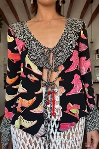 Ruffle Patterned Blouse Selected by Kikos Kloset